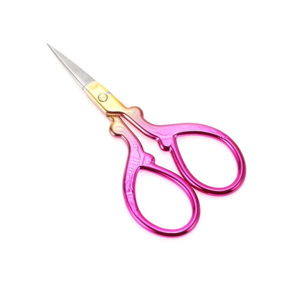 Embossed Scissors Eyebrow Trimmer Scissors Gold Tone Pink - Picture 1 of 3